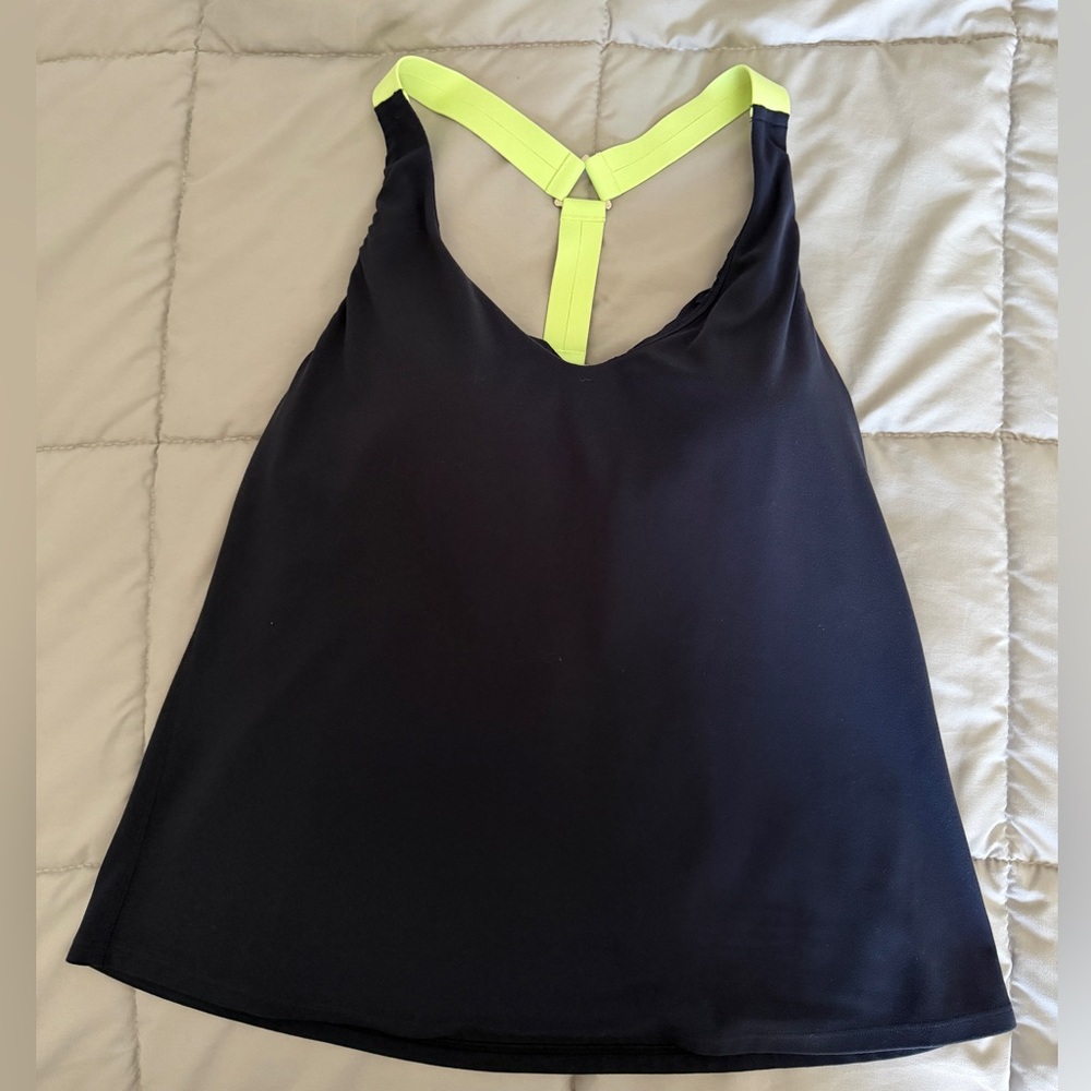 Athleta Navy Racerback Tank with Built-In Bra – Medium - Picture 4 of 15